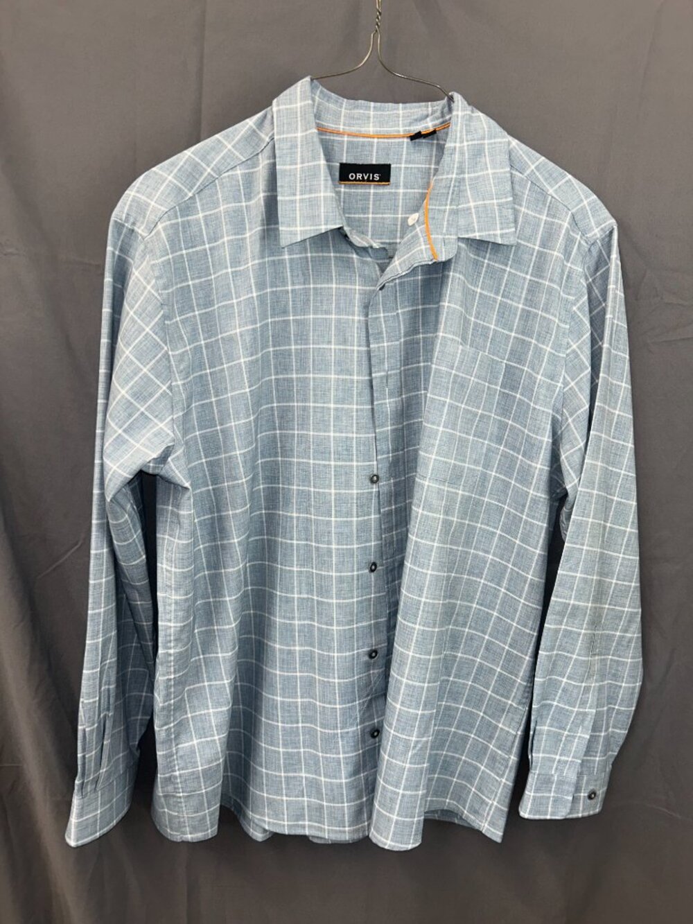 Orvis Men's Size XL Blue Print Long Sleeve Shirt